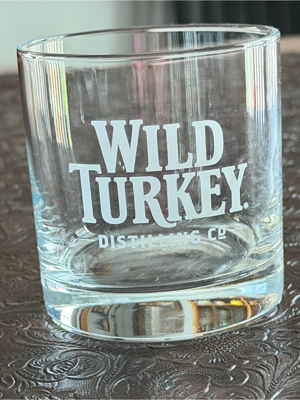 Wild Turkey Branded Clear Whiskey Glass - White Logo